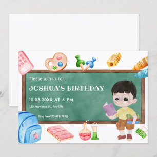 Invitación Aniversario de la pizarra del chico de la escuela