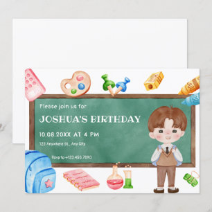 Invitación Aniversario de la pizarra del chico de la escuela