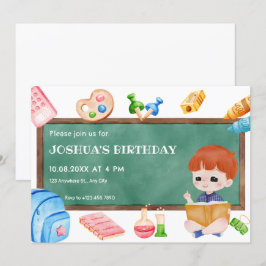 Invitación Aniversario de la pizarra del chico de la escuela