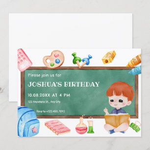 Invitación Aniversario de la pizarra del chico de la escuela