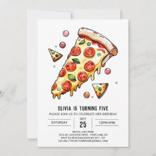 Invitación Aniversario de la pizza de hongos encantados