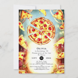 Invitación Aniversario de la pizza de los niños mágicos