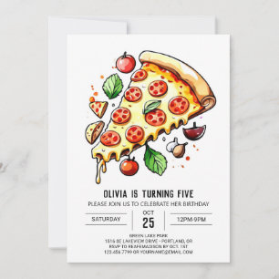 Invitación Aniversario de la pizza de niños encantados