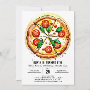 Invitación Aniversario de la pizza infantil simple