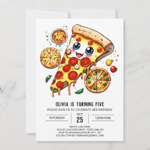Invitación Aniversario de la pizza simple de comida