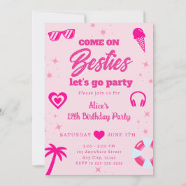 Invitación Aniversario de la playa de la muñeca rosa Malibu F