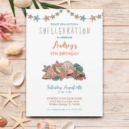 Invitación Aniversario de la playa de los Chicas de Seashells