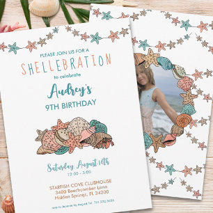 Invitación Aniversario de la playa de los Chicas de Seashells