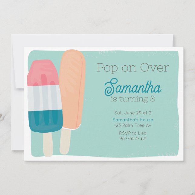 Invitación Aniversario de la Popsicle de Verano Retro (Anverso)