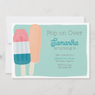 Invitación Aniversario de la Popsicle de Verano Retro