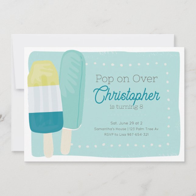 Invitación Aniversario de la Popsicle de Verano Retro (Anverso)