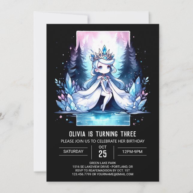 Invitación Aniversario de la Princesa de la Acuarela de Whims (Anverso)