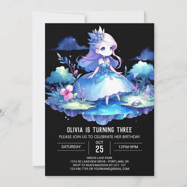 Invitación Aniversario de la princesa de la diversión de la c (Anverso)