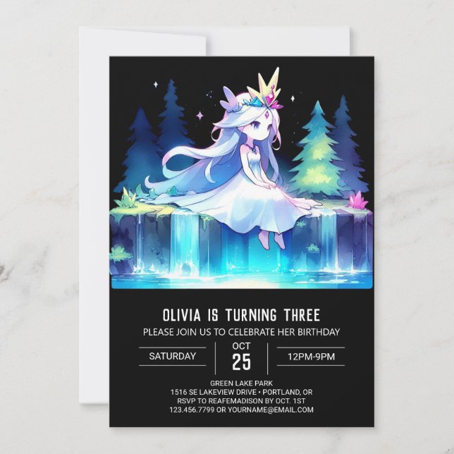 Invitación Aniversario de la princesa de la pequeña diversión (Anverso)