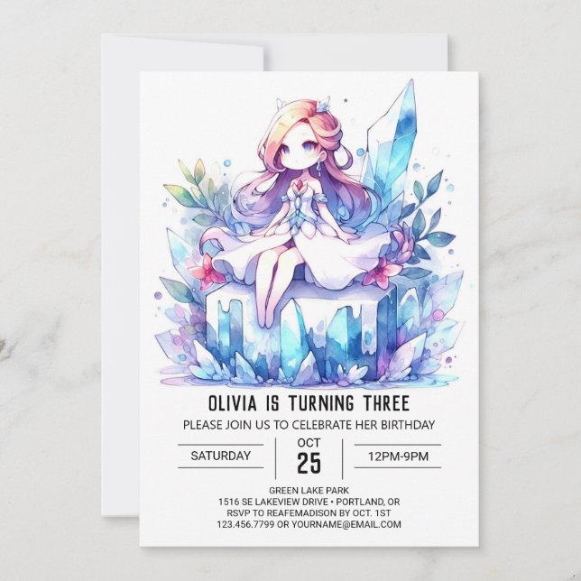 Invitación Aniversario de la princesa de Little Whimsical (Anverso)