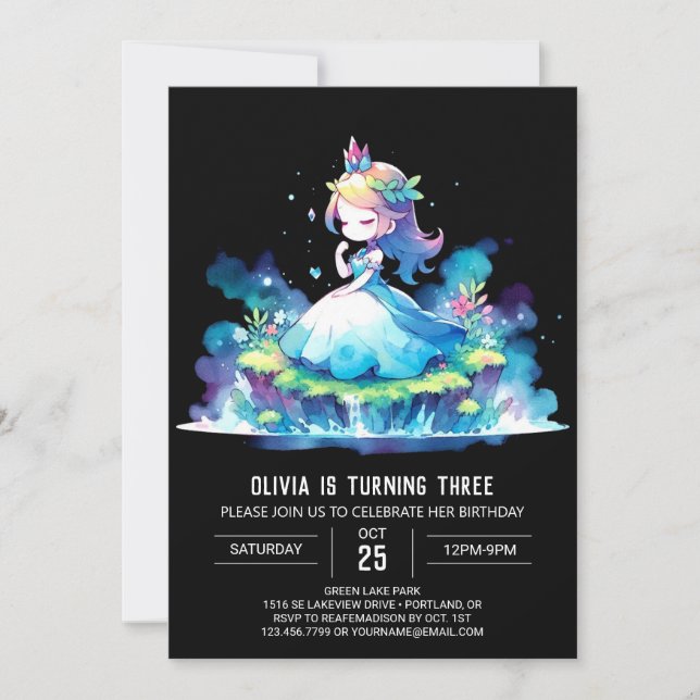 Invitación Aniversario de la Princesa Infantil Cuta (Anverso)