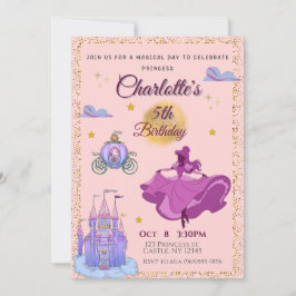 Invitación Aniversario de la princesa mágica - Rosa