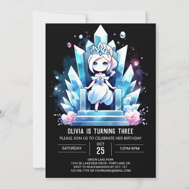 Invitación Aniversario de la Princesa Simple Adorable (Anverso)