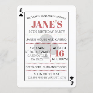 Invitación Aniversario de la Reina de los Clubes de Póquer Ta