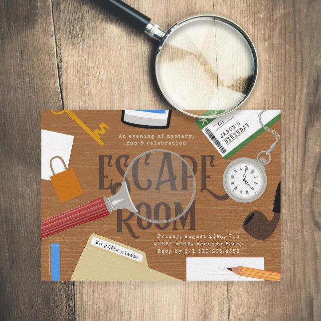 Invitación Aniversario de la sala de escape de misterio (Subido por el creador)