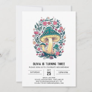 Invitación Aniversario de la seta digital cuta colorida