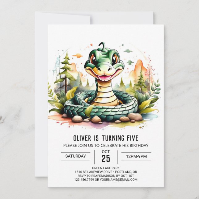 Invitación Aniversario de la simple serpiente (Anverso)