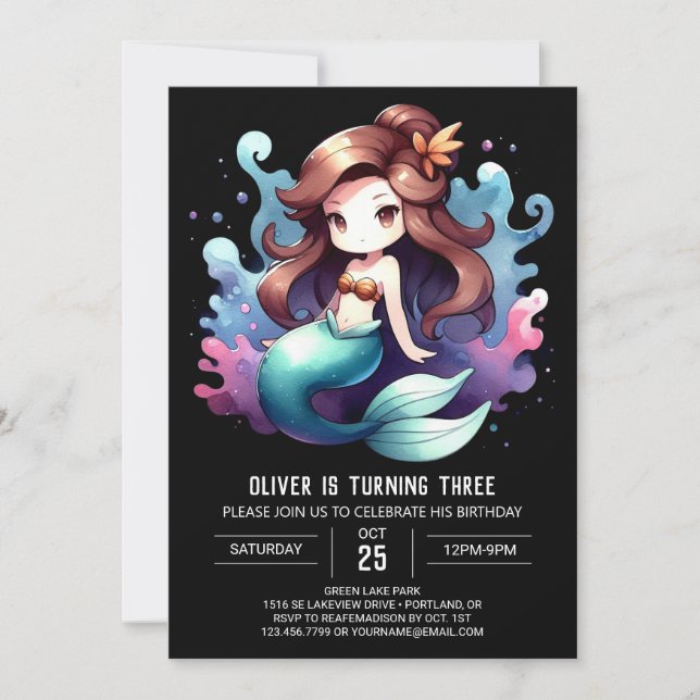 Invitación Aniversario de la Sirena de Niños Magos (Anverso)