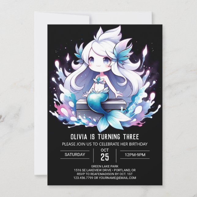 Invitación Aniversario de la Sirena de Niños Magos (Anverso)