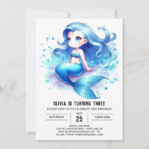 Invitación Aniversario de la sirena encantada de los niños