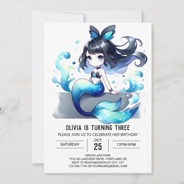 Invitación Aniversario de la sirena suntuosa (Anverso)