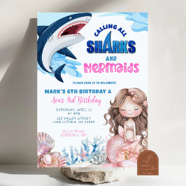 Invitación Aniversario de la sirena y los tiburones