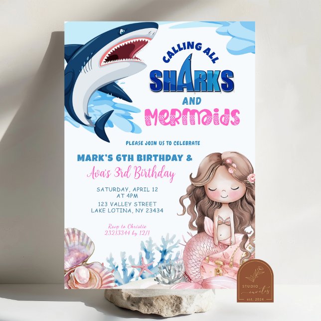 Invitación Aniversario de la sirena y los tiburones (Subido por el creador)