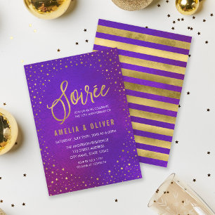 Invitación Aniversario de la Soiree Estelar Púrpura de Cualqu