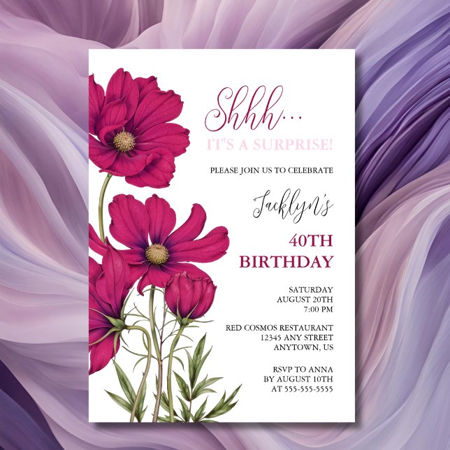 Invitación Aniversario de la Sorpresa Floral del Cosmos Rosa  (Subido por el creador)