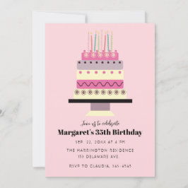 Invitación Aniversario de la tarta de Pastel Cute de Inspirac