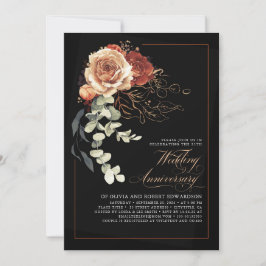 Invitación Aniversario de la Terracota y el Boda floral negro