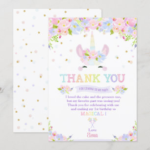 Invitación Aniversario de la unicornio de Rainbow Pastel Flor