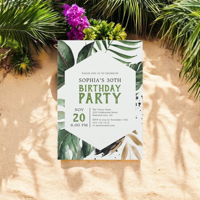 Invitación Aniversario de la vegetación tropical de verano (Subido por el creador)