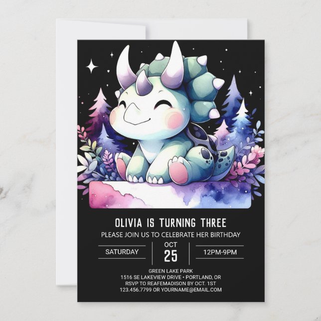 Invitación Aniversario de la vida moderna de Triceratops (Anverso)