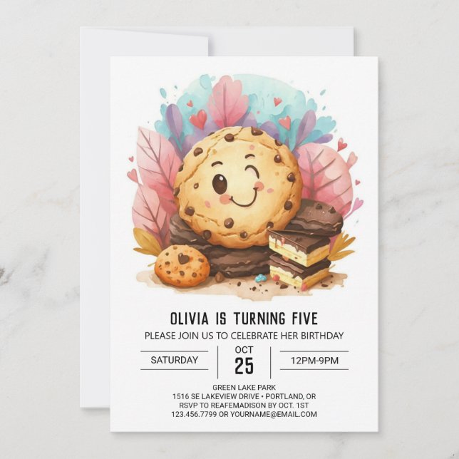 Invitación Aniversario de las cookies felices de elegancia en (Anverso)