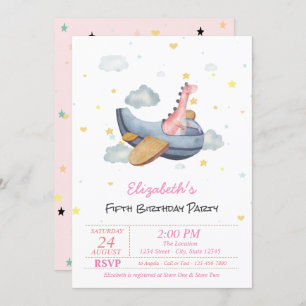 Invitación Aniversario de las Estrellas del Avión de Cute Bab