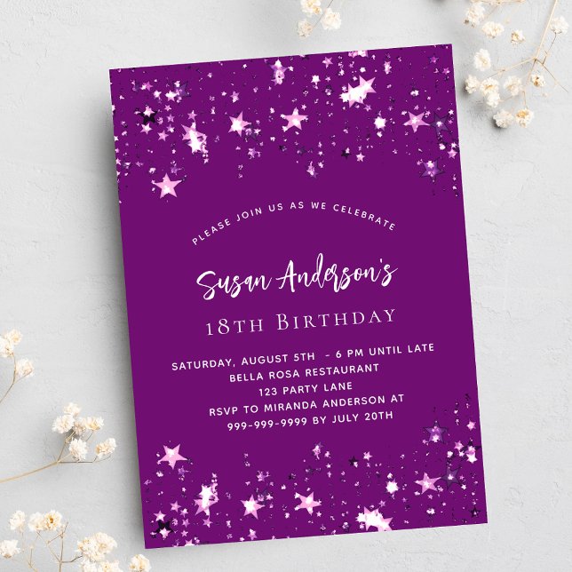 Invitación Aniversario de las estrellas moradas (Subido por el creador)