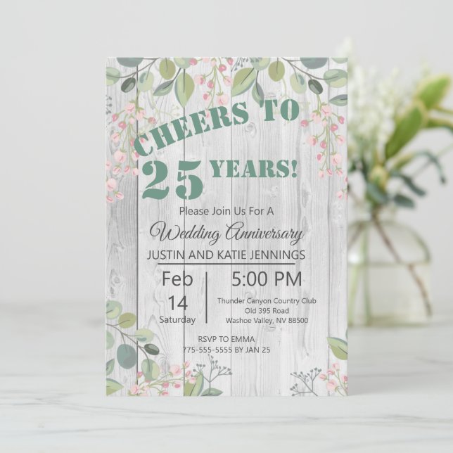 Invitación Aniversario de las flores de primavera (Anverso de pie)