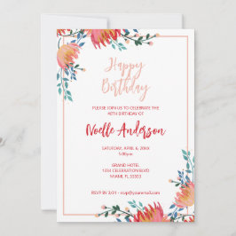 Invitación Aniversario de las flores elegantes y caprichosas