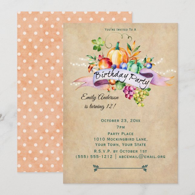 Invitación Aniversario de las Luces de la Cosecha de Otoño (Anverso / Reverso)