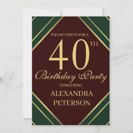 Invitación Aniversario de las Modernas Bandas Verde Y Dorada 