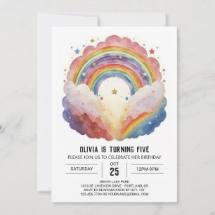 Invitación Aniversario de las nubes del arco iris moderno