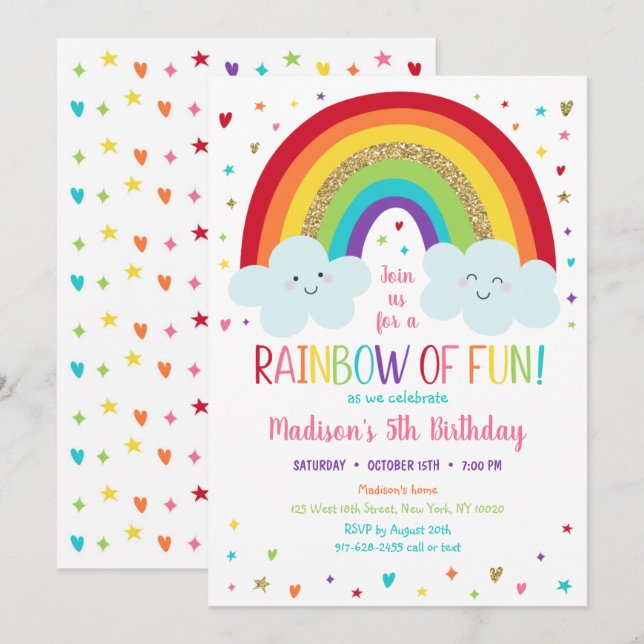 Invitación Aniversario de las nubes del arcoiris (Anverso / Reverso)