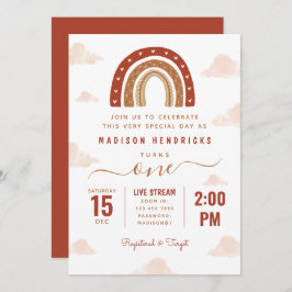 Invitación Aniversario de las nubes del arcoiris de Terracott