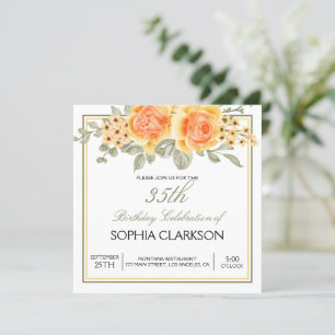Invitación Aniversario de las rosas amarillas de la acuarela